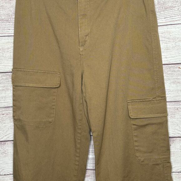 Quince Women's Organic Stretch Cotton Twill Cargo Khaki Brown Pants Size 12 - Picture 9 of 10